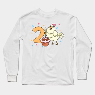 I am 2 with chicken - kids birthday 2 years old Long Sleeve T-Shirt